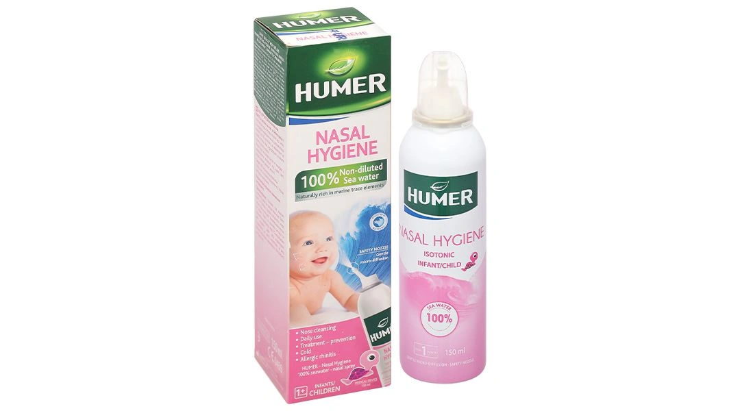Dung dịch xịt mũi Humer Nasal Hygiene vệ sinh mũi hằng ngày cho bé chai 150ml - 